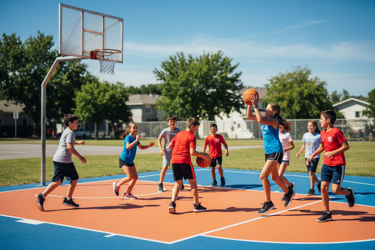 kids playing basketball